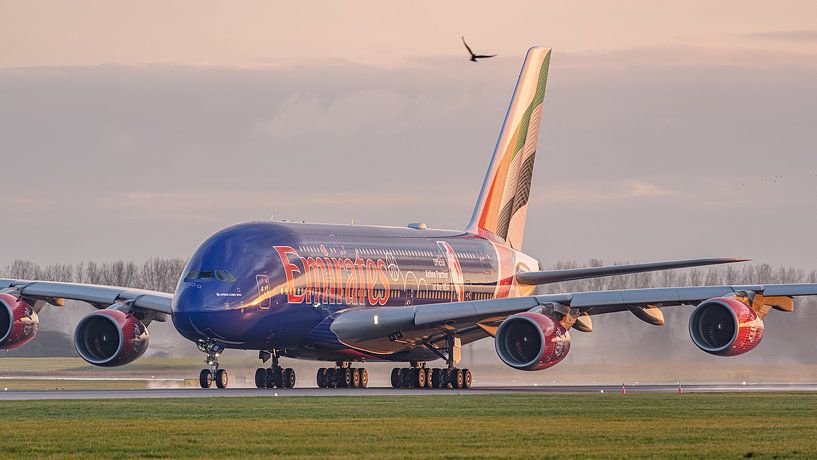 Emirates Airbus A380 in NBA-Lackierung. von Jaap van den Berg