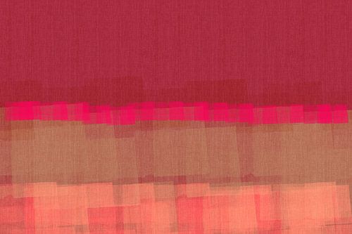 Abstract in wijnrood, neonroze, terra en koraal.