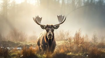 Moose in the Misty Morning by ByNoukk