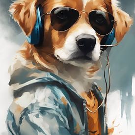 hond olieverfschilderij van widodo aw