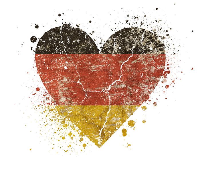 Heart shaped grunge vintage faded German flag by Anton Eine