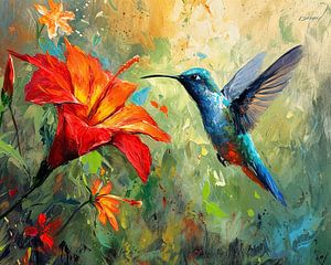 Malerei Kolibri Blume