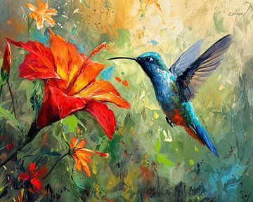 Painting Hummingbird Flower by Art Whims