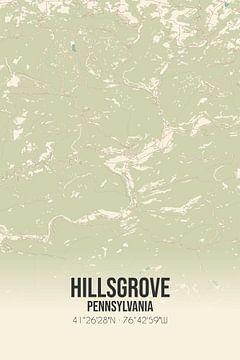 Carte ancienne de Hillsgrove (Pennsylvanie), USA. sur Rezona