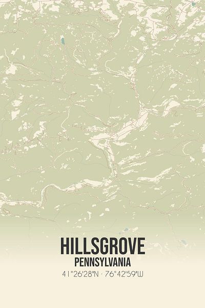 Carte ancienne de Hillsgrove (Pennsylvanie), USA. par Affiches de lieux