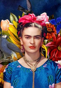 Frida with parrot by Gisela - Art for you