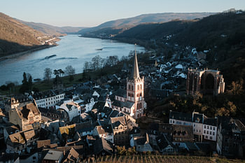 View of the Rhine and Bacharach in Rheinhessen
