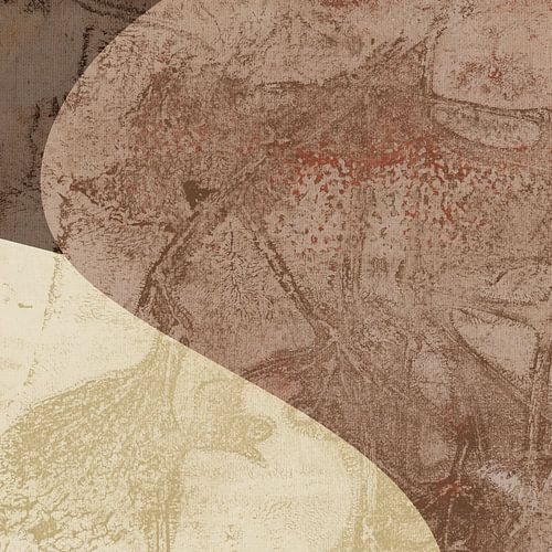 Organische abstracte vormen in aardetinten in wabi-sabi-stijl