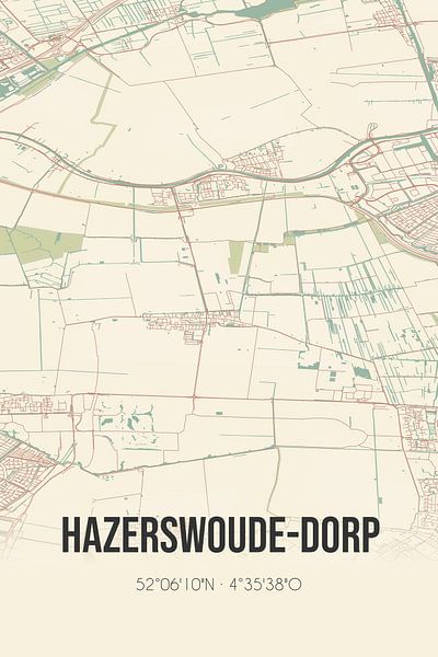 Vieille carte de Hazerswoude-Dorp (South Holland) par Affiches de lieux