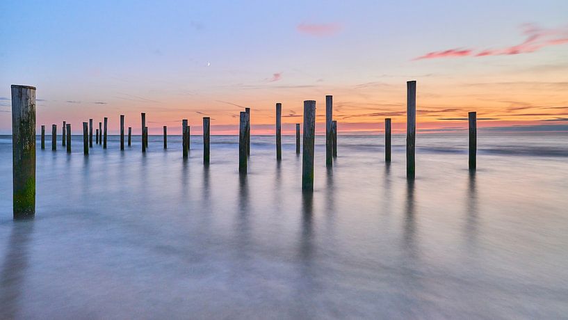 Wooden stakes in the North Sea by Jenco van Zalk