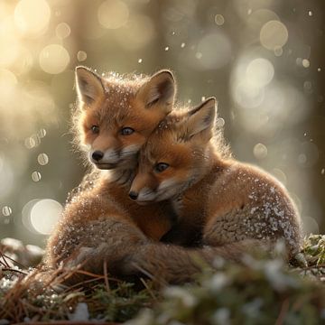 Foxes in the morning sun 3 by DNH Artful Living