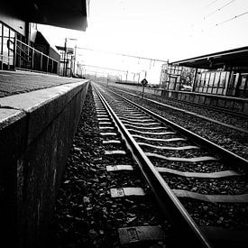 Train station Black and white by Tom Poelstra