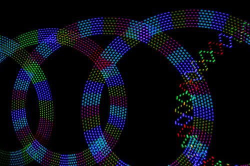 Circles swirl through the night