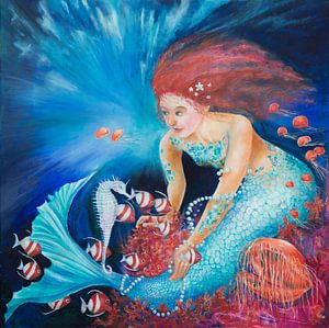Meerjungfrau mit Seepferdchen: Aqua von Anne-Marie Somers