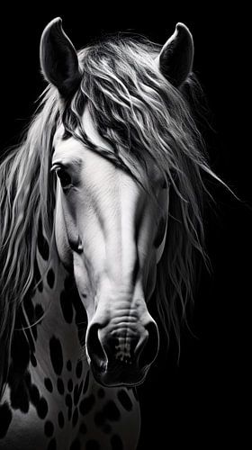 Animal portrait in black and white minimalist wildlife art