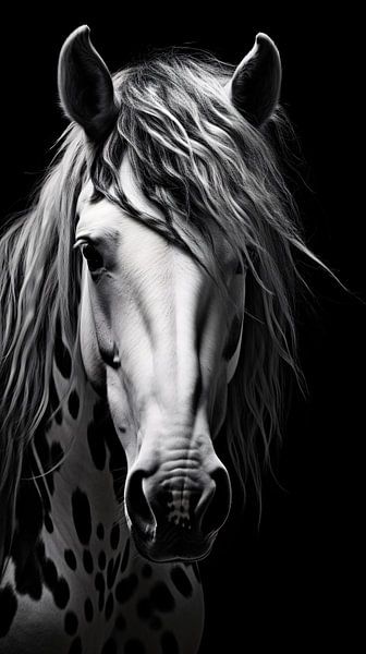 Animal portrait in black and white minimalist wildlife art by Thilo Wagner