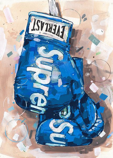 Supreme x Everlast Boxhandschuhe 'blaue' Malerei von Jos Hoppenbrouwers
