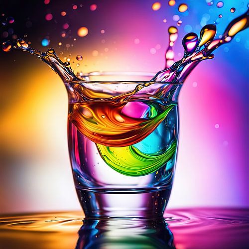 Splashes in a colorful glass