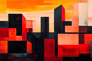 Urban silhouettes in the sunset by Poster Art Shop