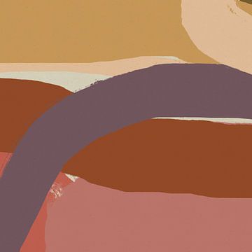 Abstracte lijnen in terra, roze, paars, geel. van Dina Dankers