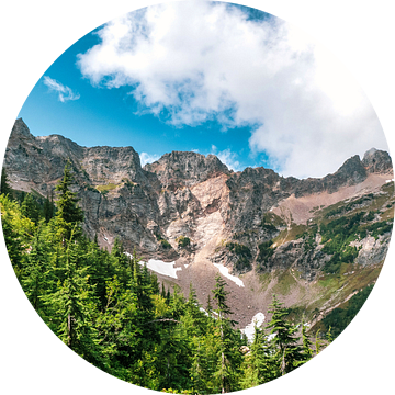 Mountain valley pass accompanied by bright coloured trees