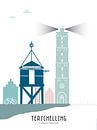 Skyline illustration of the Dutch island Terschelling in color by Mevrouw Emmer thumbnail