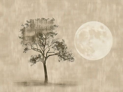 Peinture de paysage lunaire | Géant doux de la nuit