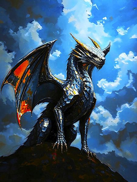 Gepanzerter Drache – Porträtmalerei Stil von A.D. Digital ART