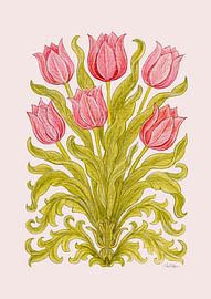 Reverie Tulip Crest – Blush auf pergamentfarbenem Grund von Piret Victoria Ribas Art & Photography