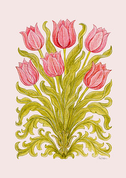Reverie Tulip Crest – Blush op perkamentkleurige achtergrond
