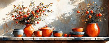 Keuken in Oranje van Kunst Kriebels