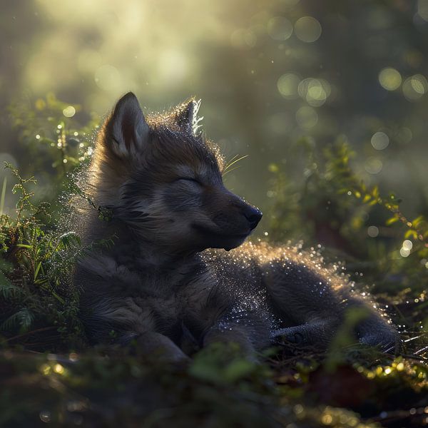wolf pup wakes up by DNH Expressions