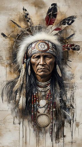 indiaan in Da Vinci stijl