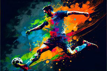 Impressionistisch schilderij van voetballer. Deel 2 van Maarten Knops