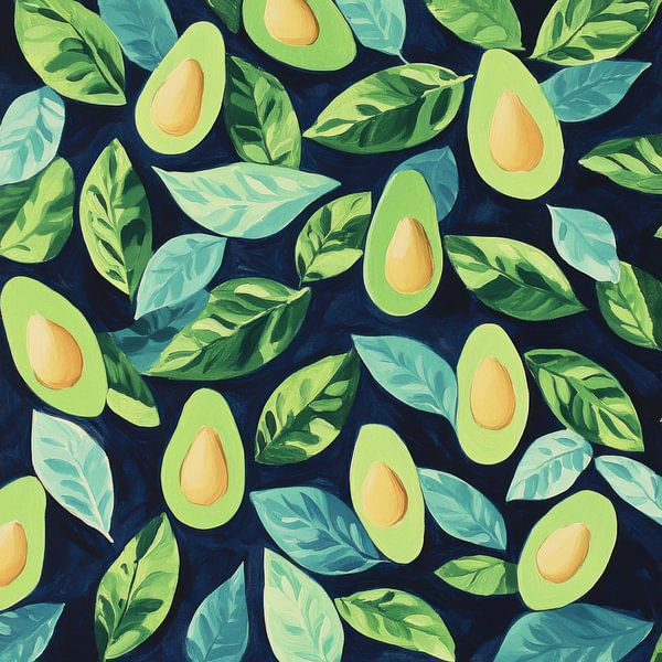 Gouache pattern avocados by Kunstkabinet