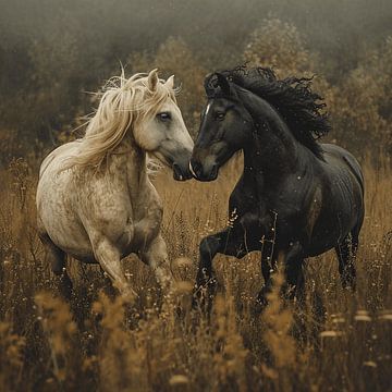 Playing horses in the meadow by Karina Brouwer