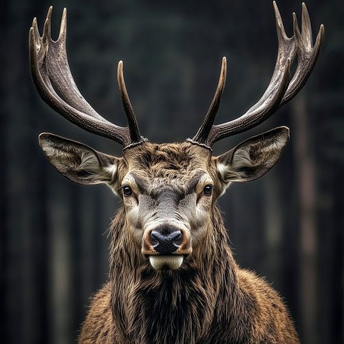 Majestic antlers against a dark background