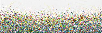 Fiesta - vibrant abstract panoramic painting by Qeimoy