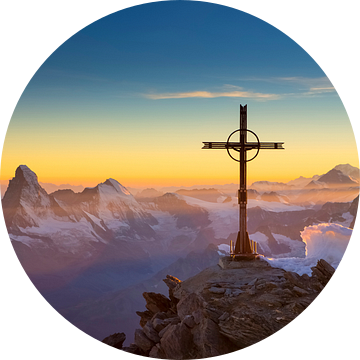 Matterhorn en Mont Blanc zonsondergang van Menno Boermans