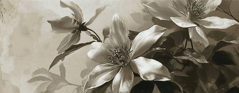 Blumenkunst | Monochrome Blumenpracht von Blickfänger Gemälde