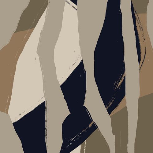 Abstracte vormen en lijnen in taupe, zwart, bruin en wit nee.