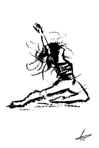 Zwart wit houtskool tekening vrouwelijke danseres