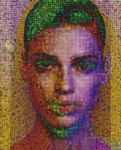 Pixel Puls Vrouw Portret Collage Wanddecoratie