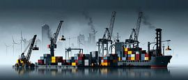 Containerhafen im Nebel von Jonas Weinitschke