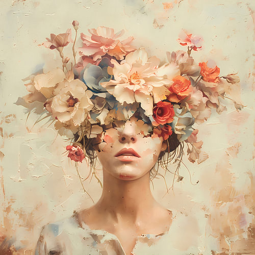 Frau und Blumen