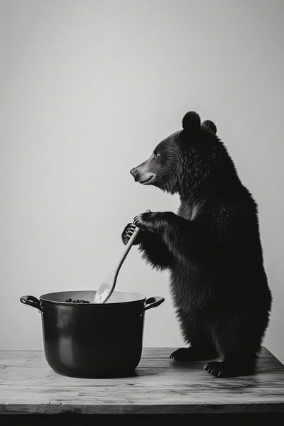 Bear in the kitchen by Poster Art Shop