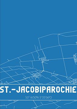 Blauwdruk | Landkaart | St.-Jacobiparochie (Fryslan) van Rezona