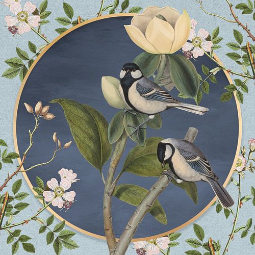 Botanical Collage with Birds