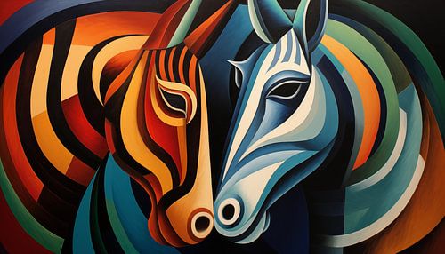 Abstracte zebra's kubisme panorama