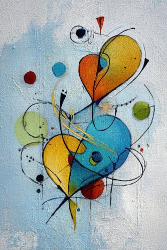 Peinture abstraite - Bleu jaune joyeux géométrique sur Joriali Art abstrait